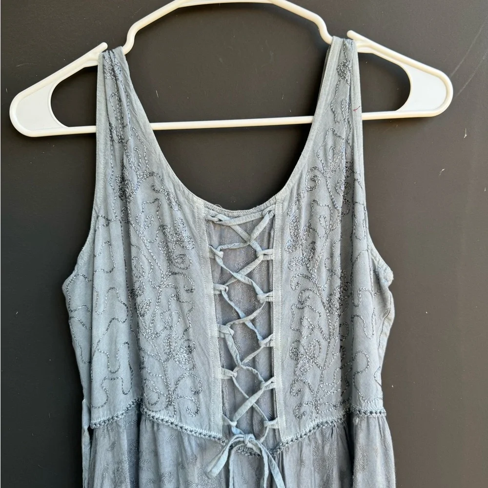Scully Ash Gray Lace-Up Maxi Dress - Picture 2 of 7